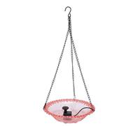 SUNGOOYUE Fontaine de Bain d'oiseaux, Mangeoire à Oiseaux Suspendue Alimentée par USB avec Crochet en Métal pour Jardin, étang, Piscine, Bain d'oiseaux en Plastique de 9,25 Pouces de (Rosâtre)