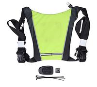 SUNGOOYUE Gilet de Signalisation LED sans Fil, Gilet de sécurité pour Cyclisme Facile à Utiliser avec Télécommande et Poche en Filet, pour Voyant D'avertissement et Clignotant (Vert Clair)