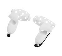 SUNGOOYUE Housse de Poignée de Contrôleur pour 2, Manchon de Protection en Silicone avec Dragonne, Protecteur de Poignée Antidérapant, Réglable pour Toutes les Tailles de Ma (Gris Blanc)