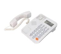 SUNGOOYUE KXT2027CID Téléphone Fixe Fixe, Identification de L'appelant, Semi-Mains Libres, 24 Sonneries, Rétroéclairage LCD, Calculatrice de Réveil, avec Interface D'extension, Coussinets (White)