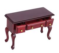 SUNGOOYUE Mini Birch Dollhouse Table Desk House House Work Miniatures 3 Dessin Retro Flower Design 1/12 Scale Doll and Baby