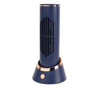 SUNGOOYUE Mini Bladeless Tower Fan avec 3 Vitesses, Batterie de 4000mAh, Opération Silencieuse, Bleu, pour Dortoir