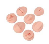 SUNGOOYUE Modèle d'Oreille en Silicone, Modèle de Pratique de Perçage, Couleur de Peau Claire, Ensemble de Parties du Corps 3D Douces avec Oreille, Nez, Bouche, Langue, œil, Nombril pour (Peau