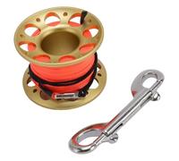 SUNGOOYUE Moulinet de Plongée sous-Marine 15 M, Construction Légère en Aluminium d'aviation, Conception à Double Crochet en Acier Inoxydable (Gold)