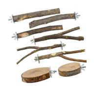 SUNGOOYUE Perchoir pour Oiseaux Ensemble Construction en Bois Naturel et | Perchoir à oiseaux à texture grip pour couper les ongles Promotion de la santé du bec Construction en bois naturel sûr 8