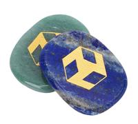 SUNGOOYUE Pierres de Cristal de Chakra, Cristaux de Guérison Sculptés avec Motif Géométrique doré, Cadeaux de Méditation Spirituelle et Calme pour Femme (vert et bleu)