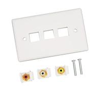 SUNGOOYUE Plaque Murale 3 Ports, Panneau de Connecteur ABS plaqué or avec Vis de Montage, Interface Vidéo HD 1080P pour Systèmes de Divertissement à Domicile