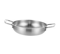 SUNGOOYUE Poêle à Frire en Acier Inoxydable avec Poignée à Double Boucle, Poêle à Fond Plat de qualité Professionnelle avec une capacité de 1350 Ml pour la Cuisine Familiale et Commerciale (SILVER)