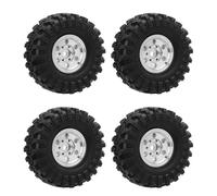 SUNGOOYUE RC Car Beadlock Wheel Rim 1/24 Crawler Aluminium Alloy Awlim 6 Hole Hub avec 1,0 Pneu pour Une Adhérence et Une stabilité Améliorées (Silver)