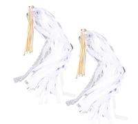 SUNGOOYUE Ruban de Baguettes de Mariage, 40 Pièces Baguette de Bâton de Fée en Soie de Dentelle Bâtons en Bois avec Cloches de Ruban pour les Faveurs de Fête de Naissance de Célébration