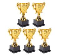 SUNGOOYUE Trophée en Plastique Ensemble de Récompense, 5 Pièces 18cm | Prix du concours jeunesse, base noire empilable, finition dorée brillante, cadeau de fête d\'anniversaire, prix de