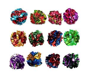 SunGrow Boules Froissées pour Chat, 3,8-5 cm, Léger et Multicolore, Idéal pour Chatons et Chats Adultes, 12 Pièces par Paquet