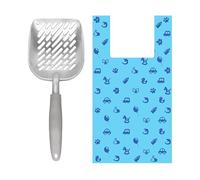 SunGrow Ensemble pelle à litière et sac pour chat, pelle profonde en acier inoxydable, 60 sacs à déjections canines en plastique avec poignées faciles à nouer, idéal pour les félins et les chiens, 1