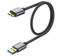 SUNGUY Cable Disque dur Externe, 0,5m 5Gbps USB 3.0 vers Micro B Câble dur disque pour WD Elements, Seagate, My Passport Ultra, SSD, Galaxy Pro 12.2, Galaxy S5, etc