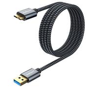 SUNGUY Cable Disque dur Externe, 1,5m 5Gbps USB 3.0 vers Micro B Câble dur disque pour WD Elements, Seagate, My Passport Ultra, SSD, Galaxy Pro 12.2, Galaxy S5, etc