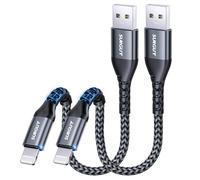 SUNGUY Cable iPhone Court 15cm, 2 pièces Cable USB vers Lightning Certifié MFi Nylon Cable Lightning Compatible avec iPhone 14/13/12/11 Pro Max Mini Xs 8 7 6 5 Plus, iPad Air/Mini