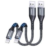SUNGUY Cable iPhone Court 15cm, 2 pièces Cable USB vers Lightning Nylon Cable Lightning Compatible avec iPhone 14/13/12/11 Pro Max Mini Xs 8 7 6 5 Plus, iPad Air/Mini