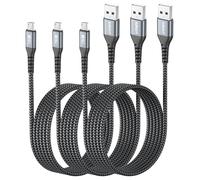 SUNGUY Cable Micro USB, 3 pièce 2M Câble Micro USB vers USB, Charge Rapide Cable pour Samsung Galaxy S7 Edge, Moto G5 Plus, Sony Xperia Z5, Huawei P0 Lite, Kindle