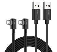 SUNGUY Câble Micro USB 90 Angle, 2 pièces 2m 3A Micro USB Câble de charge USB 2.0 Transfert de données Compatible avec Galaxy S7 Edge S6 S5, Moto E6 5 4, Xperia Z5, Kindle Fire, LG
