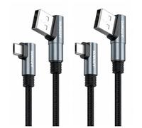 SUNGUY Câble Micro USB coudé 90°, connecteurs à angle droit pour espaces exigus - chargeur compact pour vieux téléphones, TV Stick, haut-parleurs, liseuses - 0.6m, lot de 2, Gris