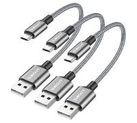 SUNGUY Câble Micro USB, [Lot de 3 0,15m] Câble USB à Câble USB haute vitesse Câble de Android Charge rapide pour Android Galaxy S7/S6, Edge J7/J5/J3, Wiko, LG, PS4