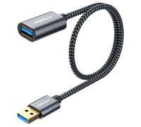 SUNGUY Cable Rallonge USB 3.0, 0.5M Câble Extension Mâle A vers Femelle A 5Gbps Compatible avec Clé USB, Hub USB, Disque Dur Externe, Clavier, Souris, Imprimante, Webcam, PlayStation, Xbox - Gris