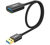 SUNGUY Cable Rallonge USB 3.0，0.5M Câble Extension Mâle A vers Femelle A 5Gbps Compatible avec Clé USB, Hub USB, Disque Dur Externe, Clavier, Souris, Imprimante, Webcam, PlayStation, Xbox - Noir