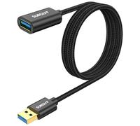 SUNGUY Cable Rallonge USB 3.0，1.5M Câble Extension Mâle A vers Femelle A 5Gbps Compatible avec Clé USB, Hub USB, Disque Dur Externe, Clavier, Souris, Imprimante, Webcam, PlayStation, Xbox - Noir
