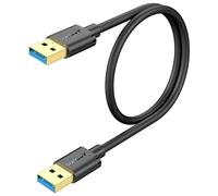 SUNGUY Câble USB 3.0, 0.5M USB A mâle vers A mâle, taux de transfert jusqu'à 5Gbit/s, type A vers type A Cable Compatible avec imprimantes, modems, disques durs