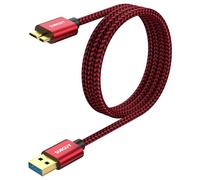 SUNGUY Câble USB 3.0 Micro B, 1 m USB A mâle vers Micro B mâle pour disque dur Seagate, Western Digital(WD), My Passport et Elements, Galaxy S5, Note 3, Rouge