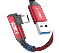 SUNGUY Câble USB C, 0,6 m Câble USB C 90 Degrés Angle Nylon USB vers USB C Compatible avec iPhone 16/15 Pro Max, Galaxy S24/S23/S22, P30 Lite - Rouge