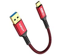 SUNGUY Câble USB C,15 cm Câble USB C vers USB 3.1 GEN 2,10Gbps Câble USB Type C Compatible avec Android Auto, Galaxy S8/S9 Plus/S20, Huawei P20/P30, Xperia XZ/Z5, Pixel 8, etc-Rouge