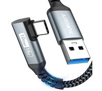 SUNGUY Câble USB C, 1m Câble USB C 90 Degrés Angle Nylon USB vers USB C Compatible avec iPhone 16/15 Pro Max, Galaxy S24/S23/S22, P30 Lite