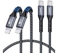 SUNGUY Câble USB C Lightning, [0,5M 2 pièces] Câble de données Câble de charge Type C vers Lightning iPhone Court Câble de 27W charge rapide pour iPhone 14/13/12/11 Pro Max Mini/X/XS -Gris