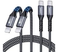 SUNGUY Câble USB C Lightning, [1,5M 2 pièces] Câble de données Câble de charge Type C vers Lightning iPhone Câble de 27W charge rapide pour iPhone 14/13/12/11 Pro Max Mini/X/XS -Gris