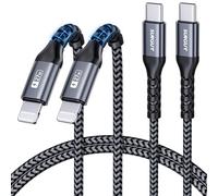 SUNGUY Câble USB C Lightning, [1M 2 pièces] Câble de données Câble de charge Type C vers Lightning iPhone Câble de 27W charge rapide pour iPhone 14/13/12/11 Pro Max Mini/X/XS -Gris