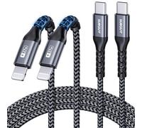 SUNGUY Câble USB C Lightning, [2M 2 pièces] Câble de données Câble de charge Type C vers Lightning iPhone Câble de 27W charge rapide pour iPhone 14/13/12/11 Pro Max Mini/X/XS -Gris