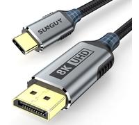 SUNGUY Câble USB-C vers DisplayPort 2m, 8K@60Hz 4K@240Hz, USB C vers DP 32.4Gbps unidirectionnel compatible Thunderbolt 4/3 pour iPhone 16/15 Pro Max, MacBook Pro/Air, iPad, Mac Mini