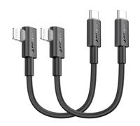 SUNGUY Câble USB C vers Lightning Angle Droit 0.3m, 2 Pièces 27W Cable iPhone Lightning 90 Degrés Câble Lightning USB C pour iPhone 14/13/12/11 Pro Max Mini XR XS 8 7 6 5 Plus, CarPlay