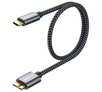 SUNGUY Câble USB C vers Micro B, 0.5m 10Gbps USB 3.1 Cable disque dur externe USB C Compatible avec Toshiba, Seagate, WD, Disque Dur, Galaxy S5 Note 3, HDD