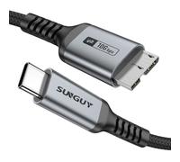 SUNGUY Câble USB C vers Micro B 0,5m, USB C Mâle vers Micro B Mâle Câble disque dur externe Type C 3.0 vers Micro USB Compatible avec disque externe Chromebook Pixel/WD, MacBook, Galaxy S5 Note 3