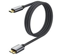 SUNGUY Câble USB C vers Micro B, USB 3.1 USB C mâle vers Micro B mâle câble pour disque dur compatible avec Toshiba, Seagate, WD,Galaxy S5 Note 3,HDD etc. (1, Gris, 1m)