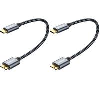 SUNGUY Câble USB C vers Micro B, USB 3.1 USB C mâle vers Micro B mâle câble pour disque dur compatible avec Toshiba, Seagate, WD,Galaxy S5 Note 3,HDD etc. (1, Gris, 0.3m) (Lot de 2)