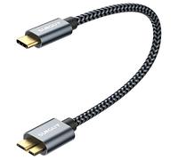 SUNGUY Câble USB C vers Micro B, USB 3.1 USB C mâle vers Micro B mâle câble pour disque dur compatible avec Toshiba, Seagate, WD,Galaxy S5 Note 3,HDD etc. (1, Gris, 0.3m)