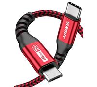 SUNGUY Câble USB C vers Micro USB 2.0, charge les périphériques Micro USB, 0.3M Câble Court Tressé Nylon Compatible avec MacBook (Pro), Samsung Galaxy S20/S9/S9+/S10, Moto Z/ Z2-Rouge