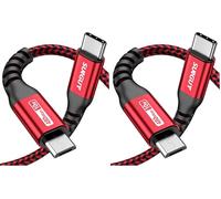 SUNGUY Câble USB C vers Micro USB 2.0, charge les périphériques Micro USB, 0.3M Câble Court Tressé Nylon Compatible avec MacBook (Pro), Samsung Galaxy S20/S9/S9+/S10, Moto Z/ Z2-Rouge (Lot de 2)