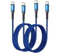 SUNGUY Câble USB C vers USB C, 2 X 1.5M 60W Cable de charge USB C compatible avec iPhone 15 Pro/Pro Max, MacBook Pro, iPad Pro 2020, MacBook Air, Galaxy S24, Huawei P30 - Bleu