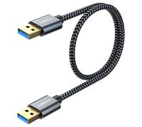 SUNGUY Câble USB3.0, 0.5m, Type A Mâle vers Mâle Câble 5Gbps SuperSpeed pour Disque Dur Boîtier Externe, DVD, Refroidisseur PC Portable, Hub USB, TV Box, Imprimante et Caméra-Gris