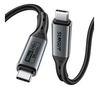 SUNGUY Câble USB4 1M USB-C vers USB-C, 40Gbps câble de données, 240W PD-charge rapide, 8K@60Hz sortie vidéo, Thunderbolt4/3-compatible, pour iPhone 16/15, MacBook, iPad, Galaxy, Tablets, Laptops -1m