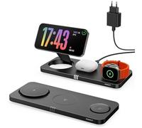 SUNGUY Chargeur Induction pour iPhone, 15W Chargeur Mag-Safe 3 en 1 pour iPhone 16/15/14/13/12 Serie pour Apple Watch 8/7/6/5/4/3/2/SE pour AirPods Pro 2gen-Nori